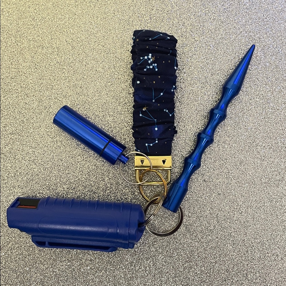 NWOT Blue Galaxy Safety Keychain Set
